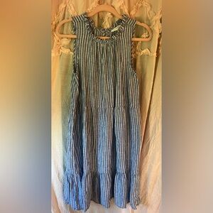beachlunchlounge collection blue and white striped dress. Size medium